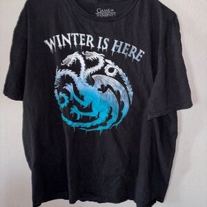 GAME OF THRONES "Winter is Here" Black Graphic T-shirt Size Xl